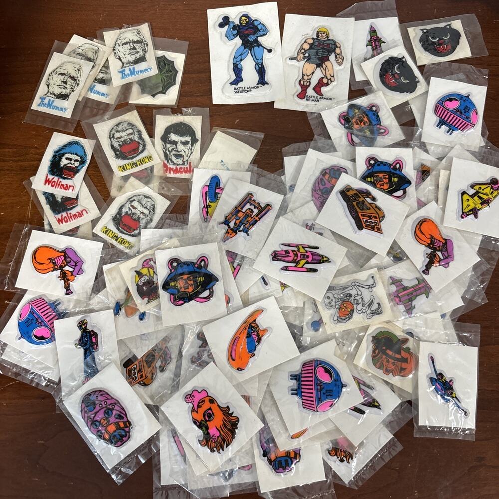 VTG Puffy Sticker Lot Halloween MOTU Space 70s 80s Imperial King Kong Mummy